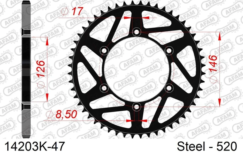 MX AFAM 520-47Z Steel Sprocket (Black)