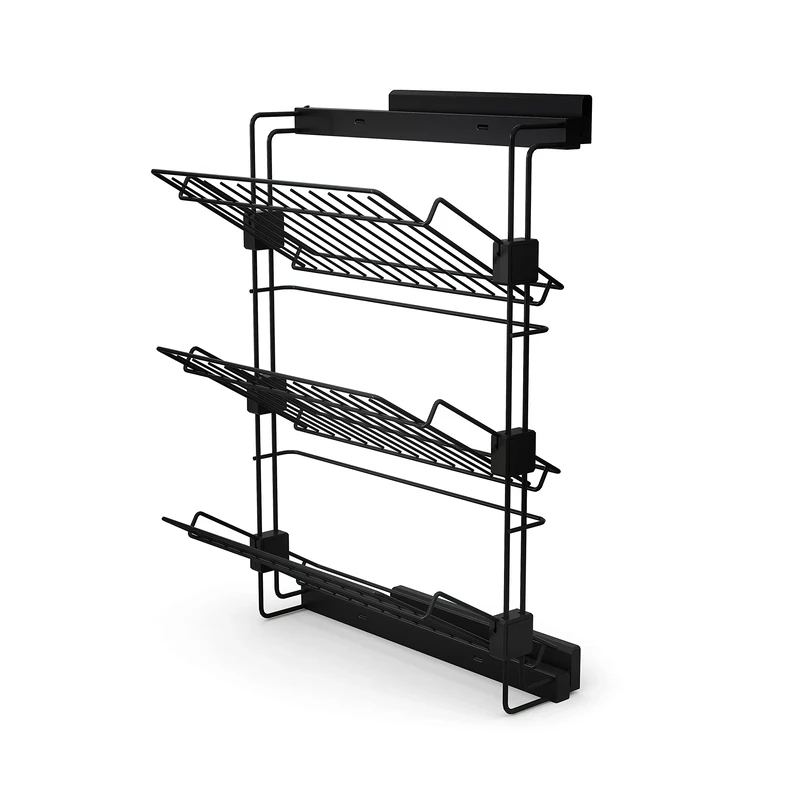 Emuca - Pull-out side shoe rack for closets and walk-in closets Hack, Right, Textured black painted, Steel