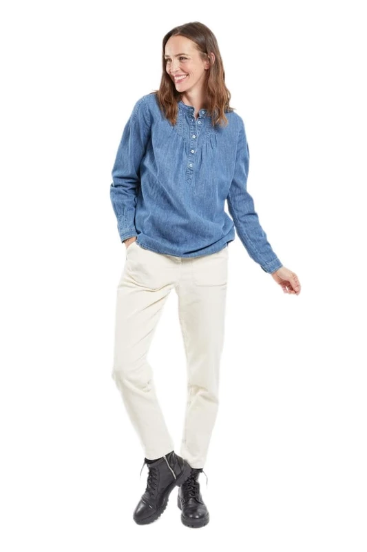 Armor Lux Women's Long Sleeve Blouse, Stone, 12 (M)