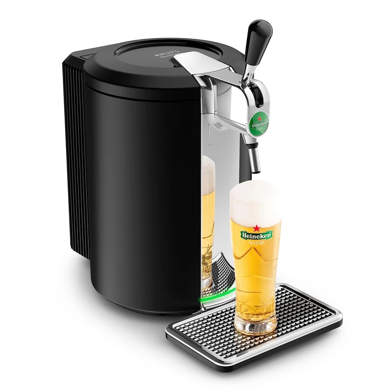 Krups Beertender Draft Beer Machine, 5 L Kegs, Heineken Group Brands, Indicator Light, Perfect Temperature and Foam, Cold Beer, Easy Installation, Black Compact VB450E10