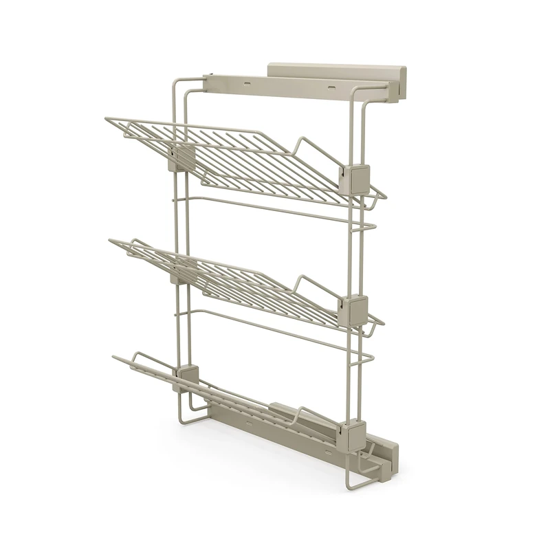 Emuca - Pull-out side shoe rack for closets and walk-in closets Hack, Right, Textured stone color painted, Steel