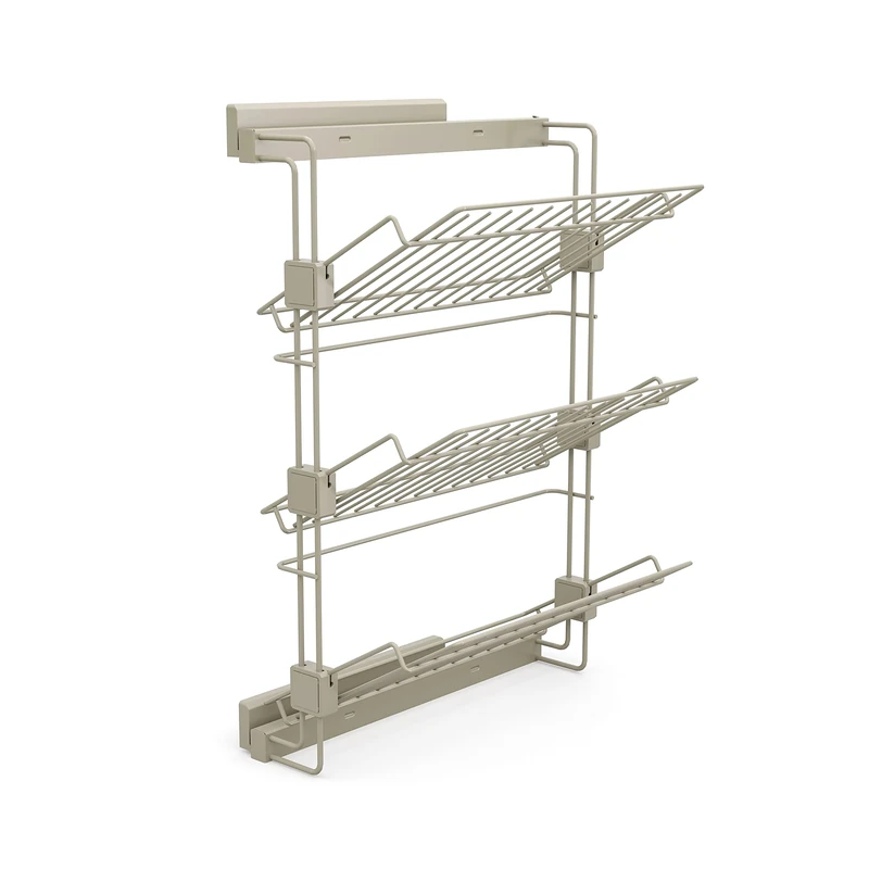 Emuca - Pull-out side shoe rack for closets and walk-in closets Hack, Left, Textured stone color painted, Steel