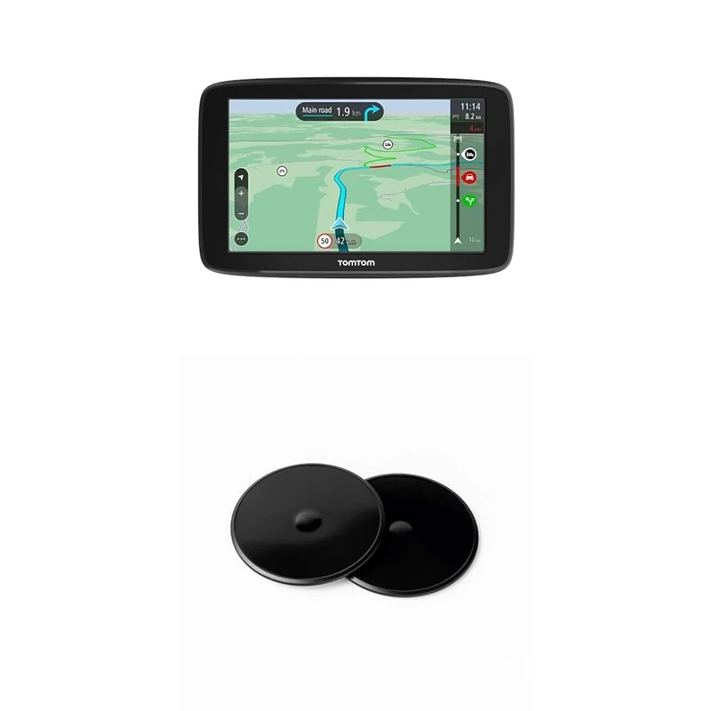 TomTom Car Sat Nav GO Classic 5" with Traffic, EU Maps, WiFi Updates, Reversible Mount + Adhesive Disks (2-pack) Black
