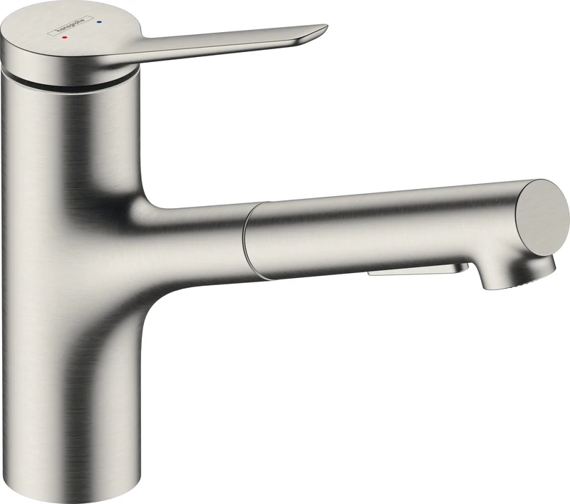 hansgrohe Zesis M33 Kitchen Tap 150, pull-out spray, 2 Sprays, stainless steel finish, 74800800