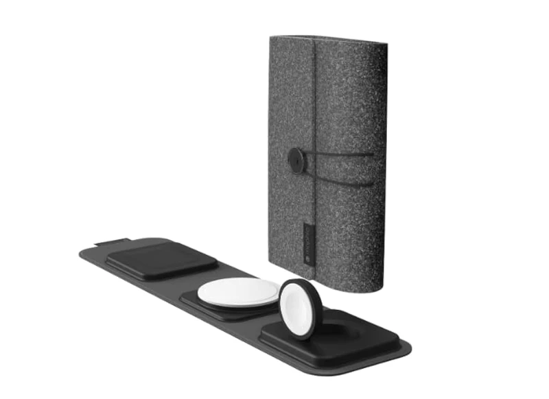 ZAGG mophie 3-in-1 Travel Fast Charger with MagSafe (Gen 1) [15W] for iPhone, Airpod & Apple Watch, Triple Devices Wireless Charging, Travel-Friendly, USB-C Cable, Adapter & Carrying Case, UK (Gray)