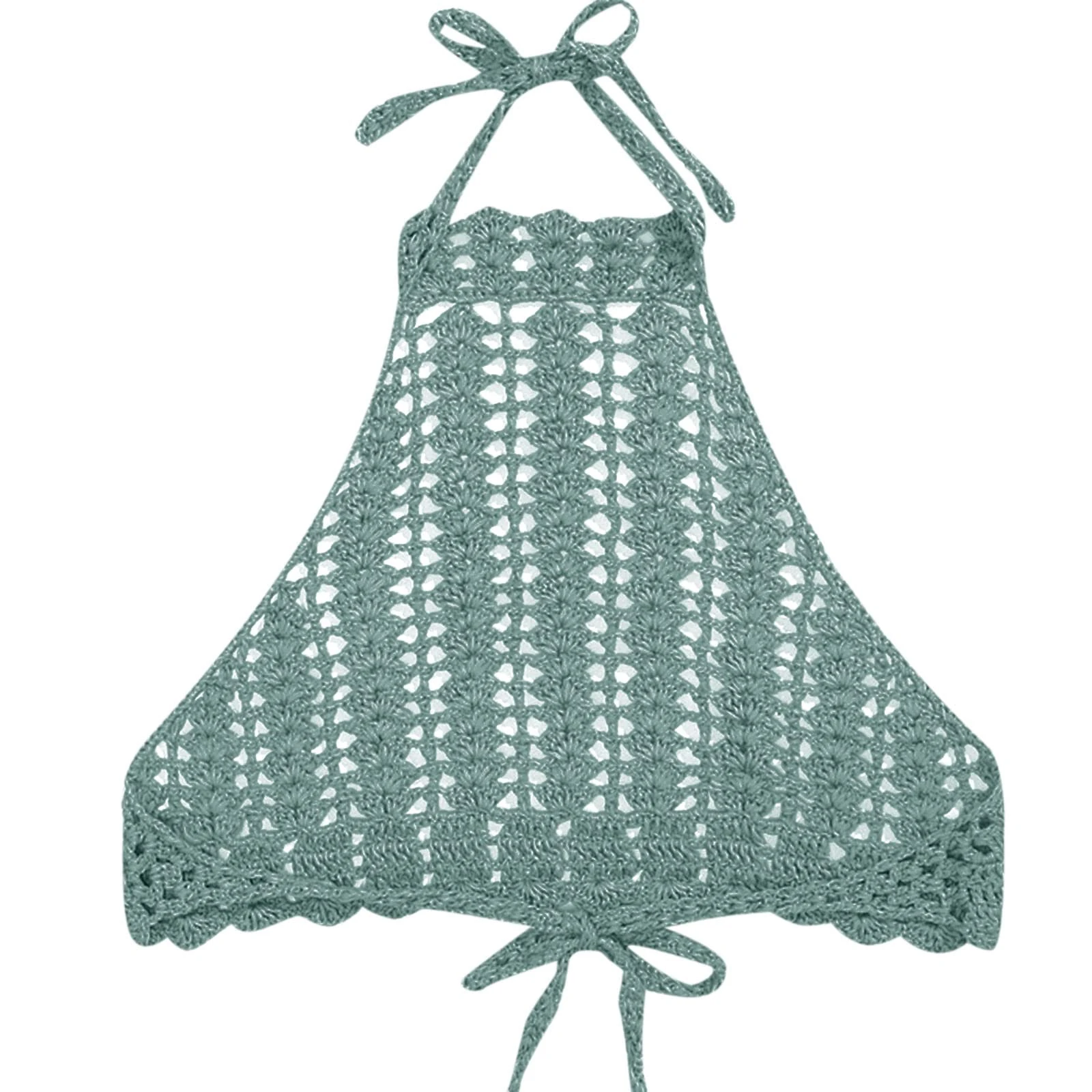 Womens Bikini Tops Halter Neck Crochet Lace Tie Up Beachwear Tops Backless Basic Bikini Top Separates Swimwear