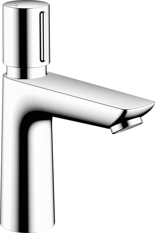 hansgrohe Talis E Self-Closing Bathroom Mixer Tap with Spout Height 110 mm Bathroom Tap Automatic Closing with Temperature Regulation, Water-Saving, No Drainage, Chrome