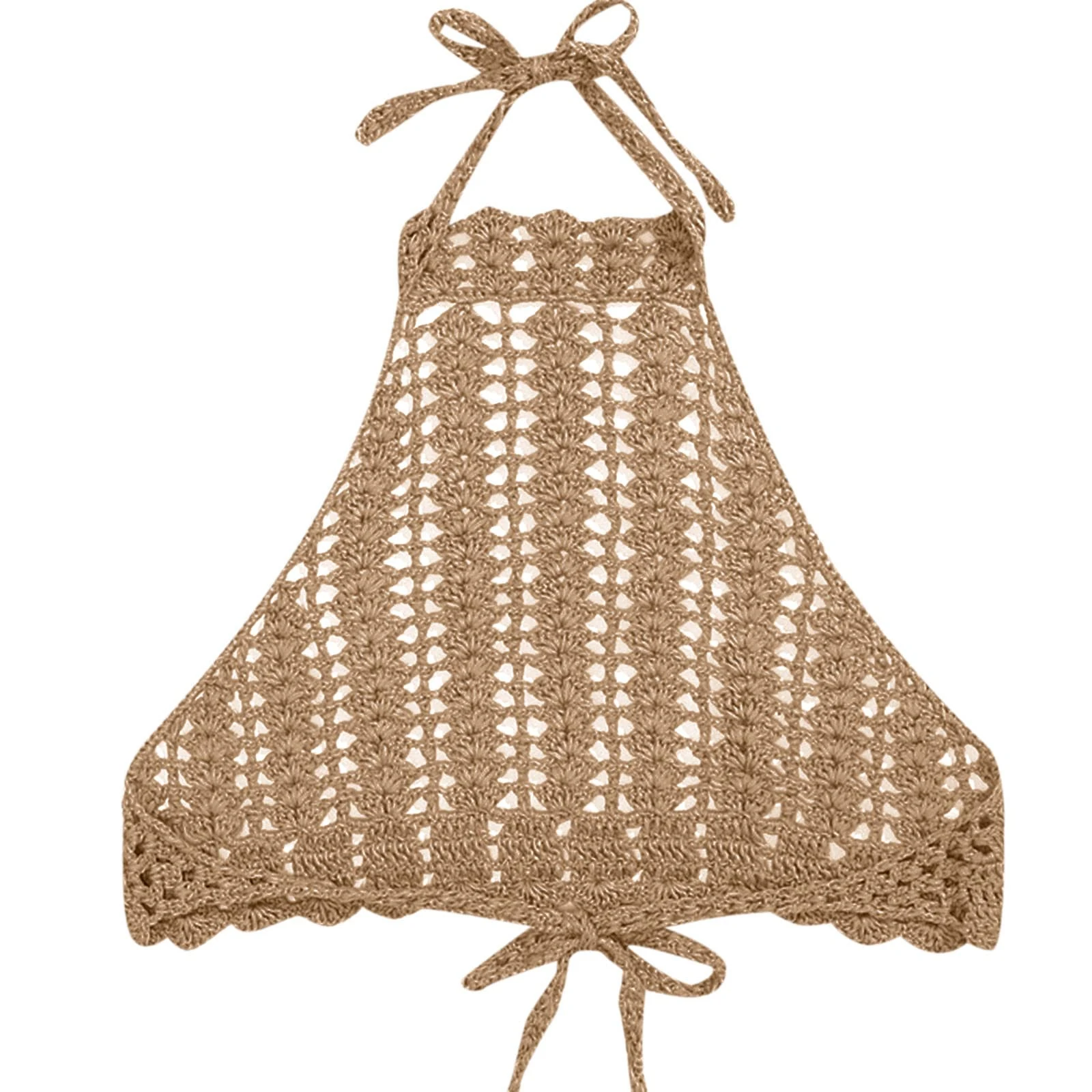 Summer Casual Sexy Swimsuit Cover Up Bandage Solid Hollow Weave Beach Blouse Tube Bikini Tops