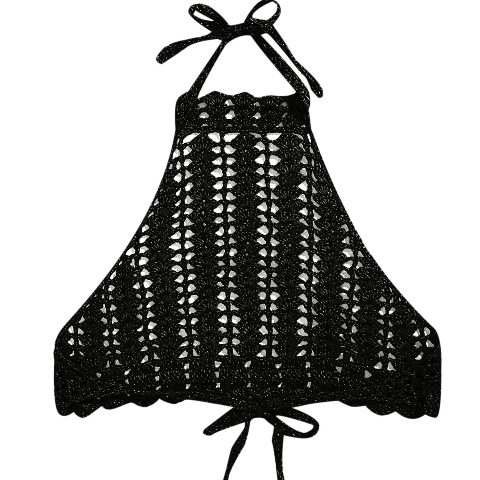 Womens Bikini Tops Halter Neck Crochet Lace Tie Up Beachwear Tops Backless Basic Bikini Top Separates Swimwear