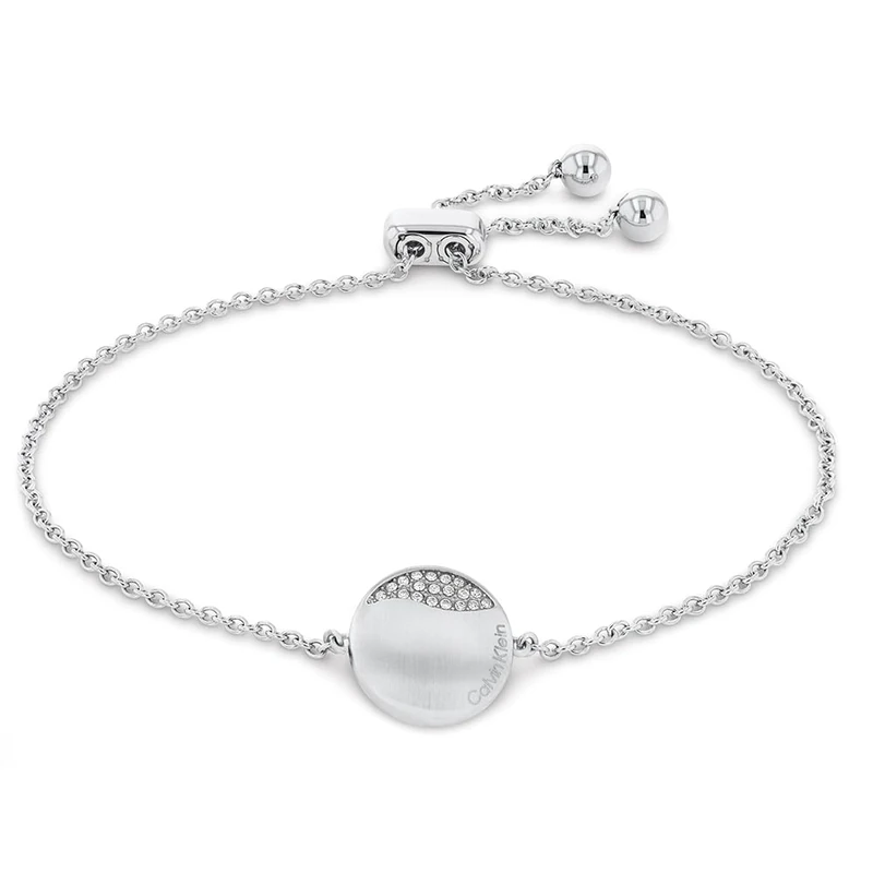 Calvin Klein Women's MINIMAL CIRCULAR Collection Chain Bracelet Embellished with Crystals - 35000134