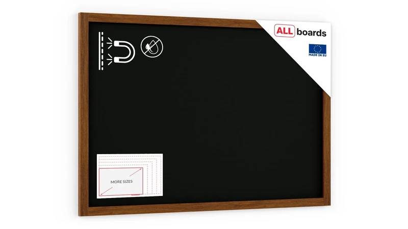 ALLboards Black Magnetic Chalkboard with Varnished Wooden Frame 100x80cm, Magnetic Chalkboard Chalk