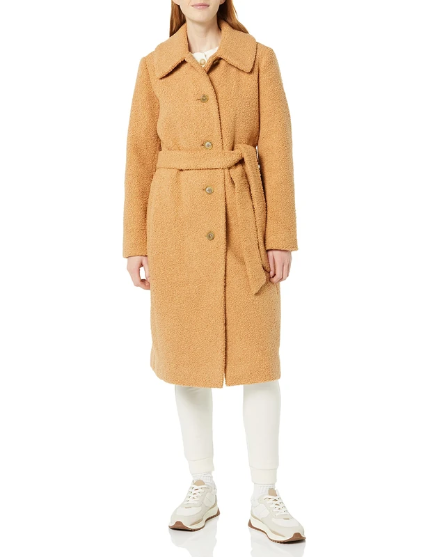 Amazon Essentials Women's Relaxed-Fit Recycled Polyester Sherpa Long Coat (Available in Plus Size) (Previously Amazon Aware), Light Camel, XXS