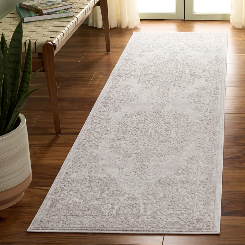 Safavieh Contemporary Rug for Living Room, Dining Room, Bedroom - Reflection Collection, Short Pile, in Cream and Ivory, 80 x 180 cm
