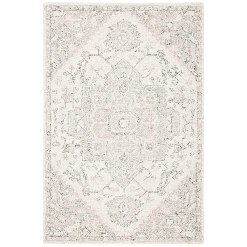 Safavieh Traditional Rug for Living Room, Dining Room, Bedroom - Micro-Loop Collection, Short Pile, in Ivory and Beige, 65 x 300 cm