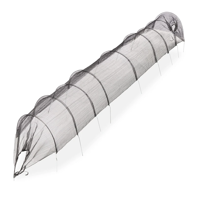 Relaxdays Plant Tunnel, 5m Long, Plastic Net, Grow, Protect, Ground Anchors, Fold Up, Garden, Flower Beds, Decor, Black, 5 m
