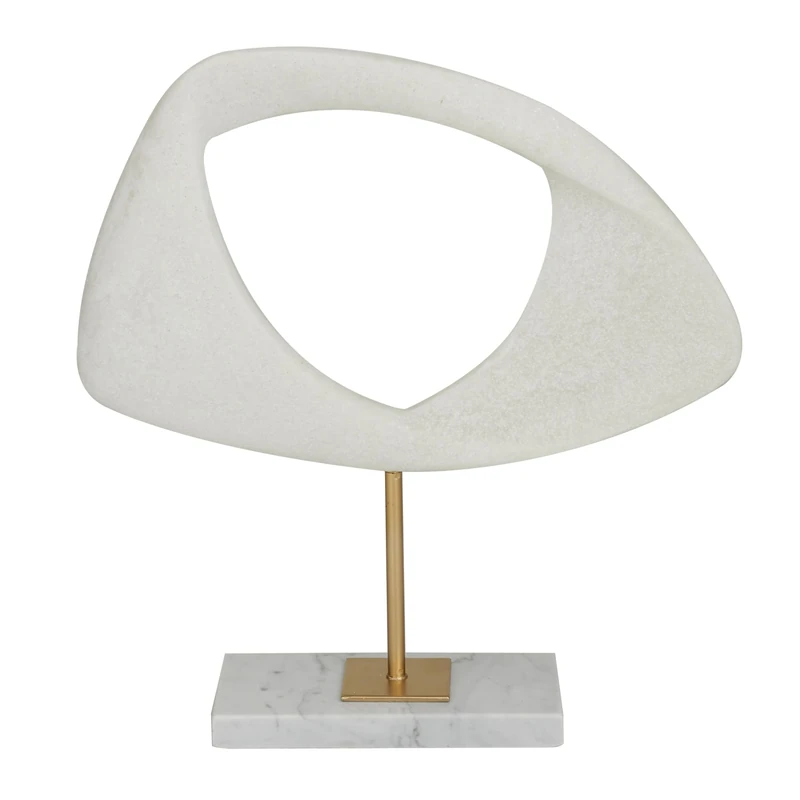 Deco 79 Sculpture, Artificial Stone, White, 12" x 3" x 13"