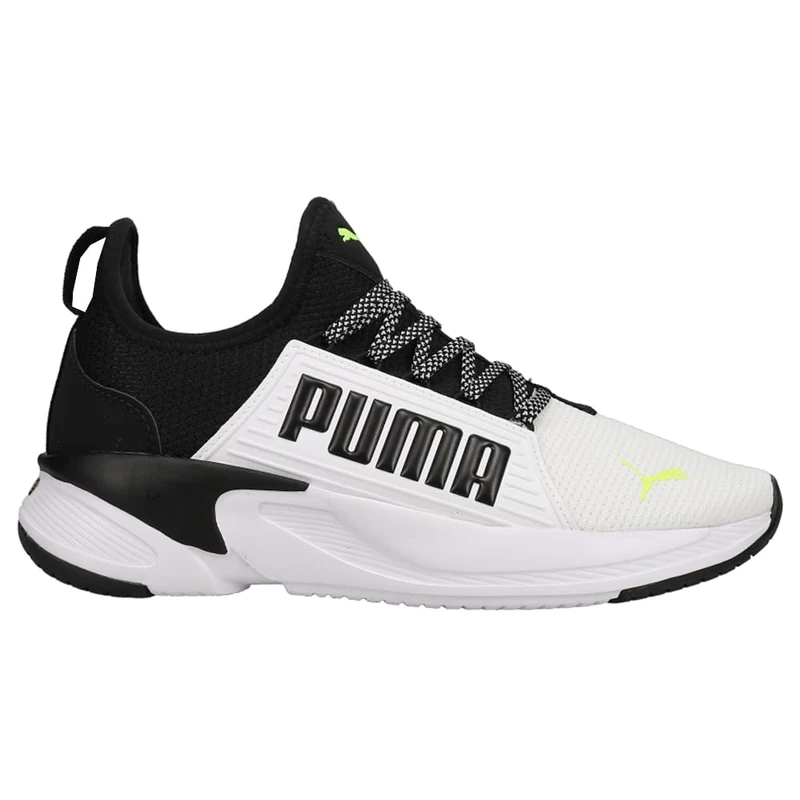 PUMA Men's Softride Premier Slip on Running Shoe, White/Black/Yellow, 10.5 UK