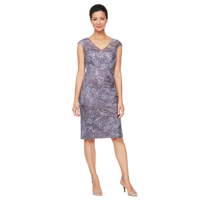 Alex Evenings Women's Short Shift Knee Length V Neck Dress (Petite & Regular), ICY Orchid, 20 - Image 1