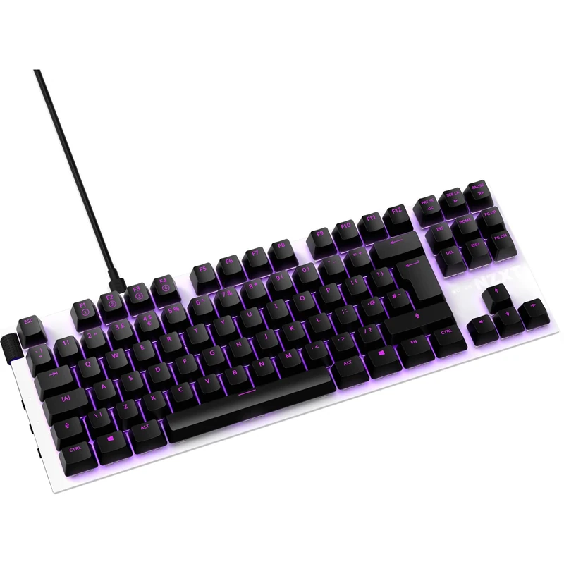 NZXT Function TKL Mechanical PC Gaming Keyboard - Illuminated - Linear RGB Switches - MX Compatible Switches - Hot Swap - Durable Aluminum Top Plate - Mechanical Keyboard | DE (QWERTZ) White