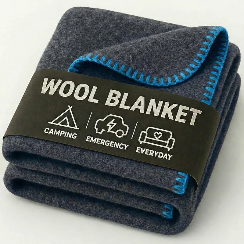 Jmr Usa Inc. Military Wool Blanket for Camping, Emergency and Everyday Use, Fire Retardant Extra Thick and Warm Outdoor Wool Blanket, 70% Wool, Navy, Size 62X84.