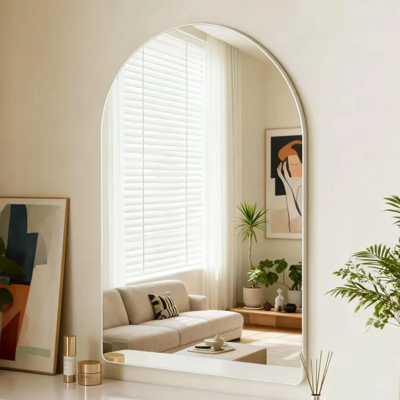 MYlovelylands Silver Arched Bathroom Mirror 24x36 Inch, Tempered Mirror