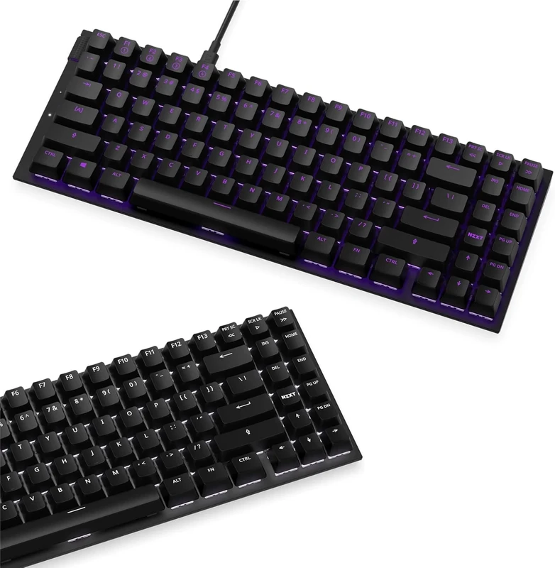 NZXT Function Mini TKL Mechanical PC Gaming Keyboard - Illuminated - Linear RGB Switches - MX Compatible Switches - Hot Swap - Durable Aluminum Top Plate - Mechanical Keyboard | DE (QWERTZ) Black