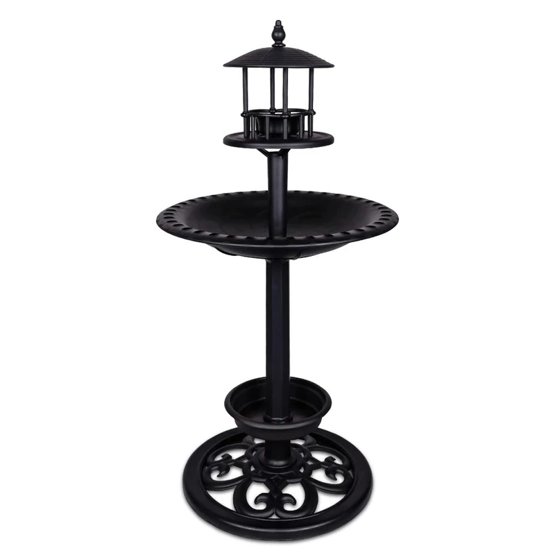Black Bird Baths for Outdoors Plastic Bird Feeder with Flower Planter for Garden Yard Patio Balcony and Lawn Decor 27.5"