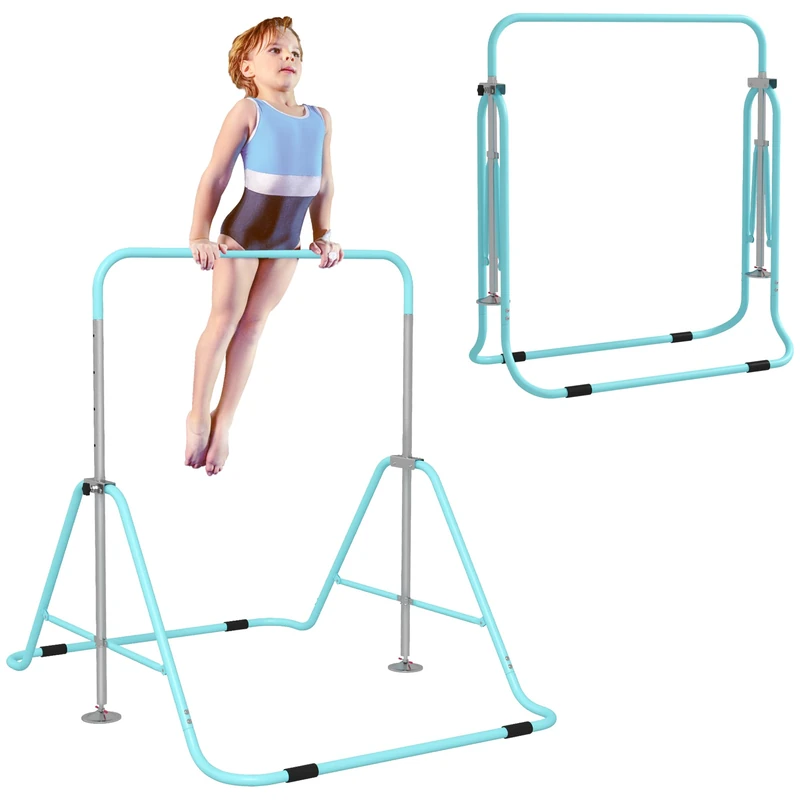 HOMCOM Kids Gymnastic Bar - Foldable Training Bar - Blue