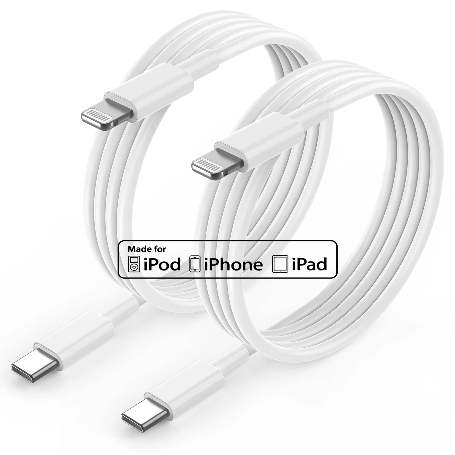 Long iPhone Fast Charger Cable 2m, [MFi Certified] 2Pack iPhone 13 Fast Charging Lead, 2 Metre USB C to Lightning Lead Cord for Apple iPhone 13 Mini/12 Pro Max/11/XR/XS Max/X/8 Plus, iPad, iPod