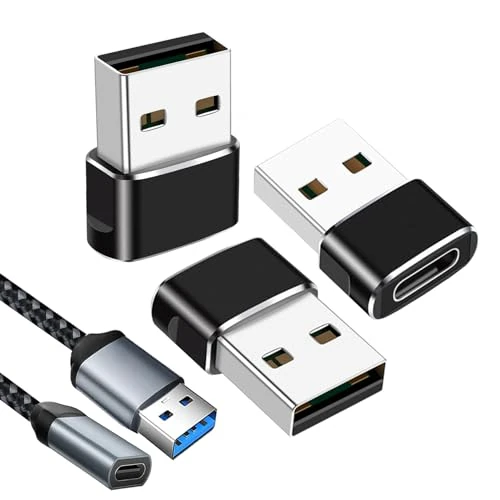 iJiZuo USB C Female to USB Male Adapter [4 Pack], USB 3.0 Type A Male to Type C Female 5Gbps Adapter Cable, Compatible for Phone 11 12 13 Pro Max, SE, Samsung Galaxy S21 / S20, Huawei