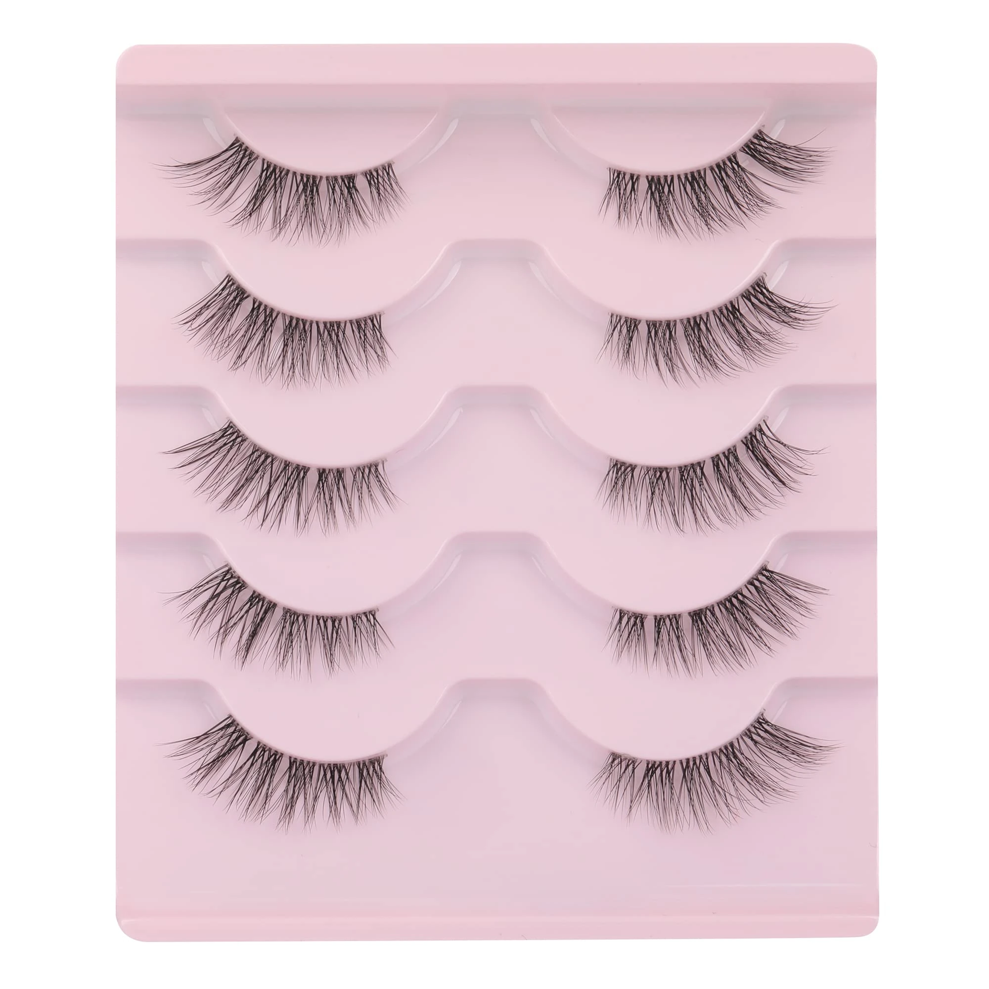 False Eyelashes Natural Half Lashes With Clear Band 5 Pairs 3/4 False Lashes Fluffy Wispy Fake Eyelashes Strip