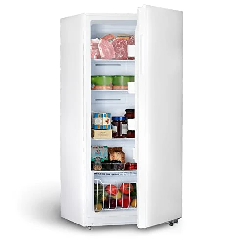 Techomey Frost Free Upright Freezer/Refrigerator 13.8 Cu.Ft, Standing Freezer with Front Single Door for Garage, White