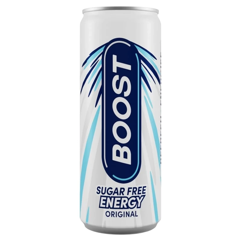Boost Energy Drink Sugar Free Original - 24 Pack Drinks with Caffeine, Taurine and Vitamin B | Carbonated Energy Drinks | Gluten Free Vegan Low Calorie Zero Sugar Fizzy Drinks | 24x250ml