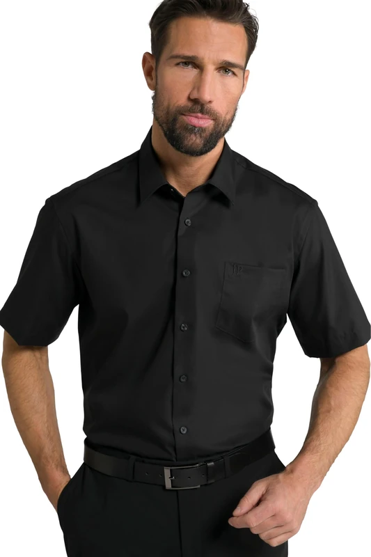 JP 1880 Men's Hemd, bügelfrei Shirt 1/2, Schwarz, XL