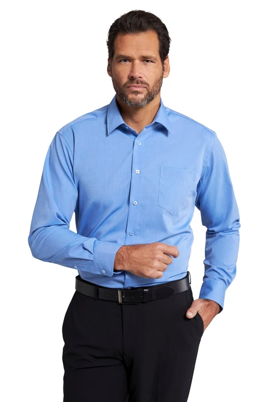 JP 1880 Men's Hemd, Business, Bügelfrei, Kentkragen, Langarm, Comfort Fit, Bis 8XL Shirt, lightblue, 5XL
