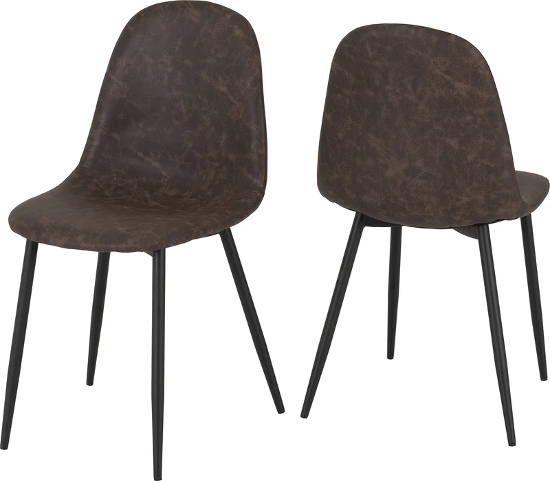 Seconique Athens Dining Chair Set of 2 in Brown Pu