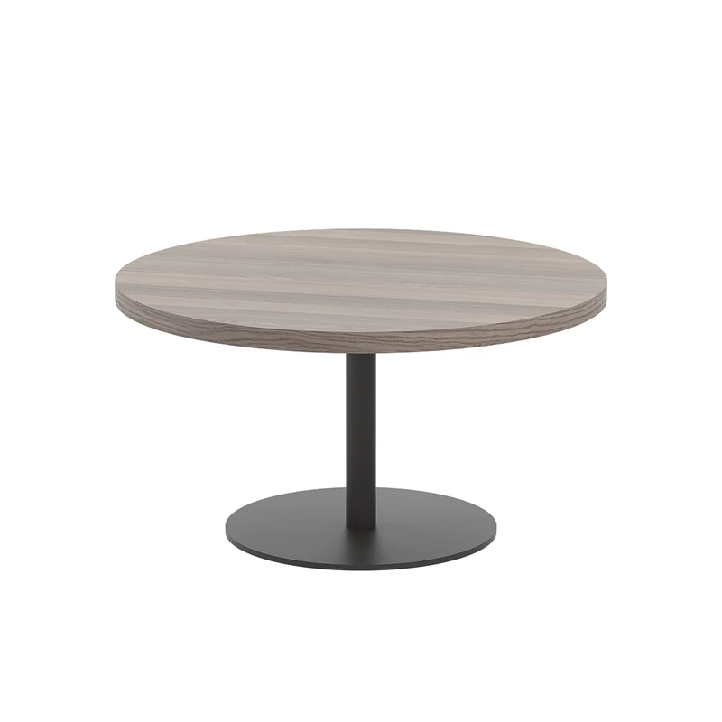 Office Hippo Circular Coffee Table, Sturdy & Stylish Small Table Desk, Laptop Table For Cafe, Coffee Shop or Bar, Versatile Office Table Ideal For Breakroom, 5 Year Guarantee - Grey Oak / Black