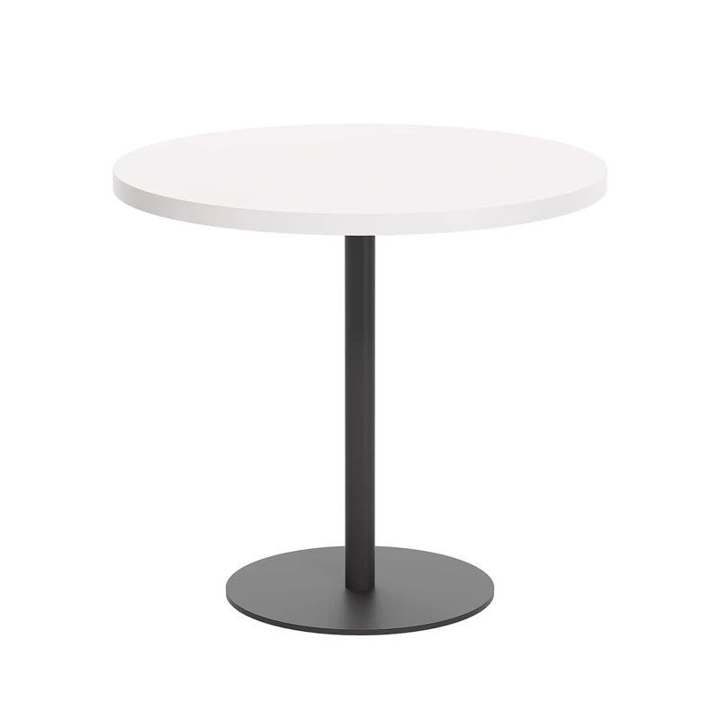 Office Hippo Circular Office Table, Sturdy & Robust Mid-Height Table Desk, Circular Work Table For Home Office, Versatile Desk Table For Canteen, Reception Area, 5 Year Guarantee - White / Black