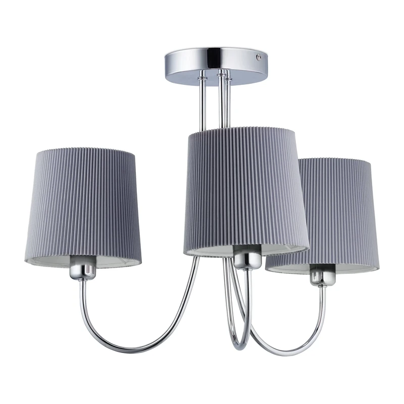 Relaxdays Ceiling Lamp, Vintage Lighting, H x W x D: 35 x 40.5 x 35.5 cm, E14 Socket, Metal, Fabric, Grey
