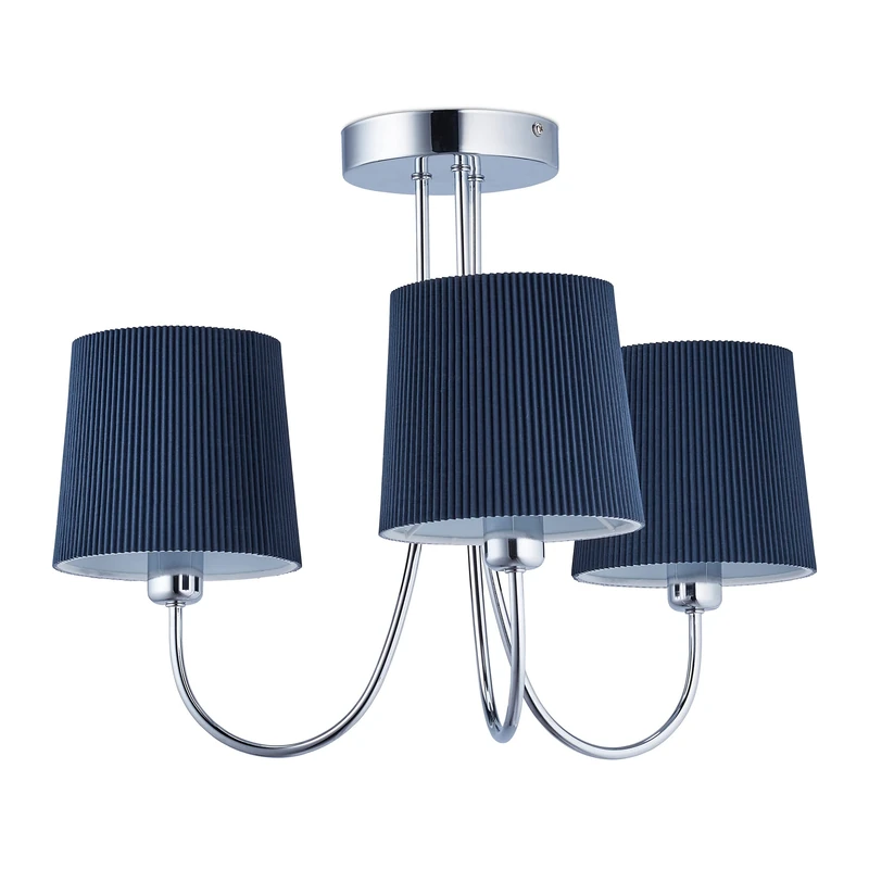 Relaxdays Ceiling Lamp, Vintage Lighting, H x W x D: 35 x 40.5 x 35.5 cm, E14 Socket, Metal, Fabric, Dark Blue, Cotton