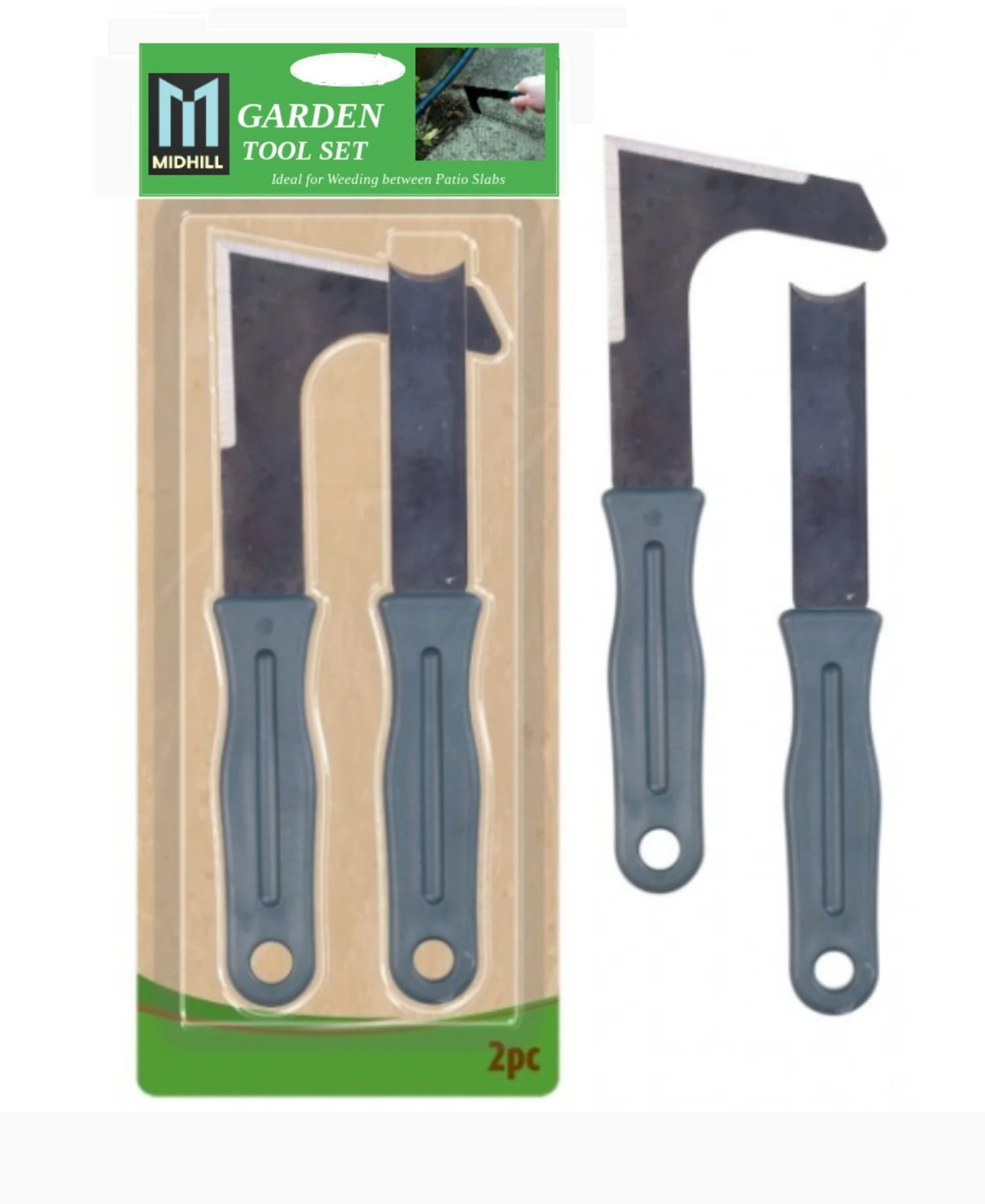 MIDHILL® 2 PACK PATIO WEED MOSS REMOVER Garden Paving Brick Drive Clean Tools HEAVY DUTY SET