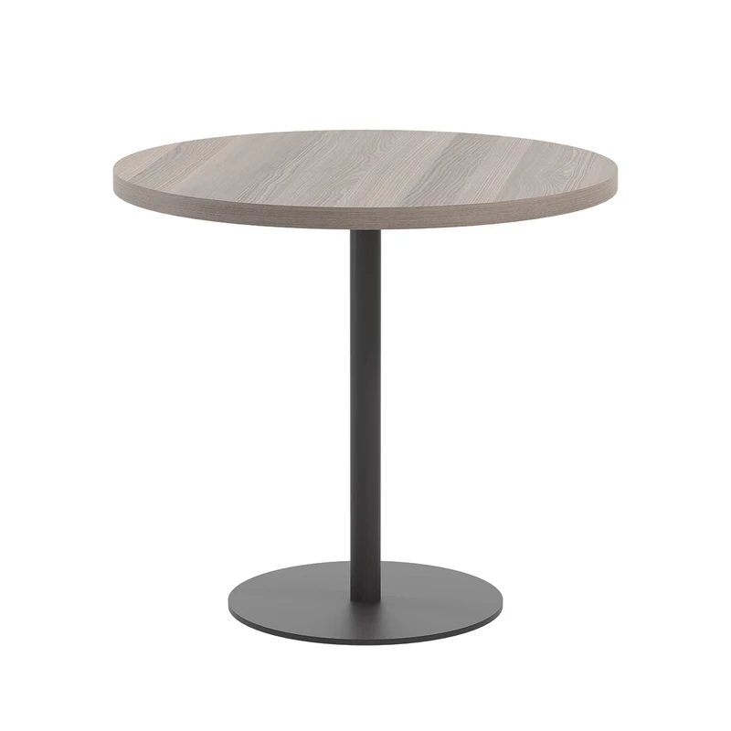 Office Hippo Circular Office Table, Sturdy & Robust Mid-Height Table Desk, Circular Work Table For Home Office, Versatile Desk Table For Canteen, Reception Area, 5 Year Guarantee - Grey Oak / Black - Image 1