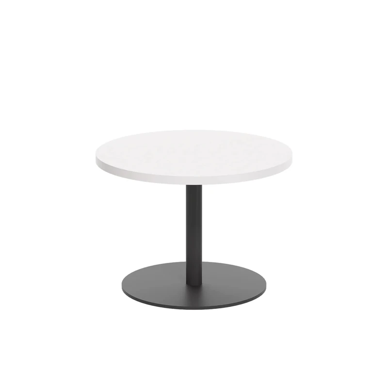 Office Hippo Circular Coffee Table, Sturdy & Stylish Small Table Desk, Laptop Table For Cafe, Coffee Shop or Bar, Versatile Office Table Ideal For Breakroom, 5 Year Guarantee - White / Black