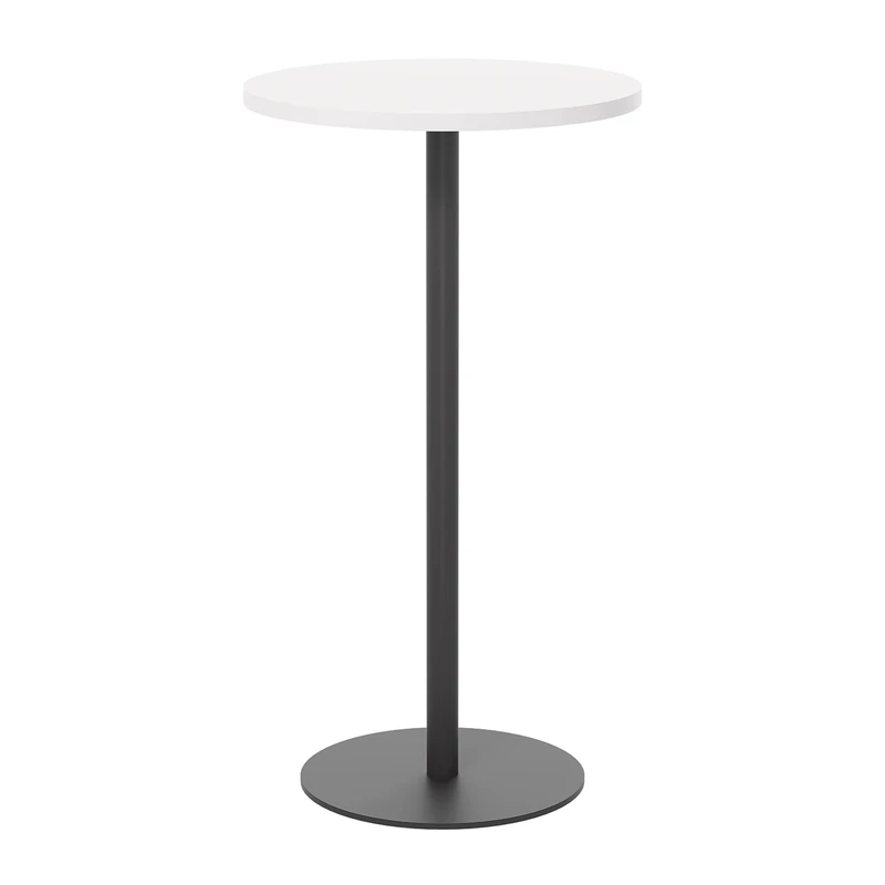 Office Hippo Circular Bar Table, Sturdy & Robust High Office Table, Stylish Work Table For Home Office, Ideal For Reception Area & Breakout Room, High Table Desk, 5 Year Guarantee - White / Black