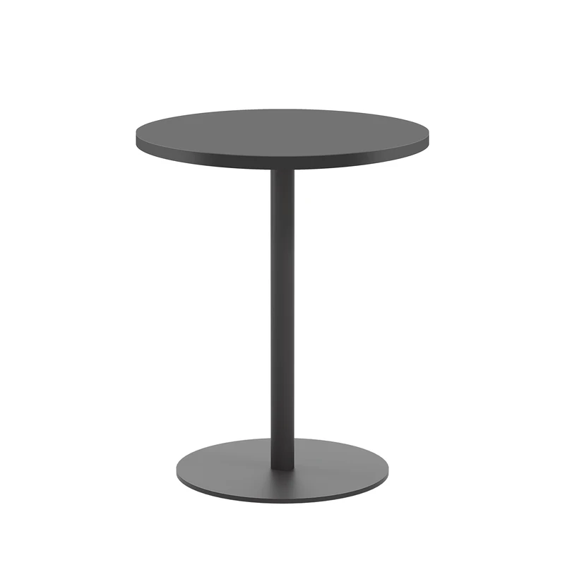 Office Hippo Circular Office Table, Sturdy & Robust Mid-Height Table Desk, Circular Work Table For Home Office, Versatile Desk Table For Canteen, Reception Area, 5 Year Guarantee - Black / Black