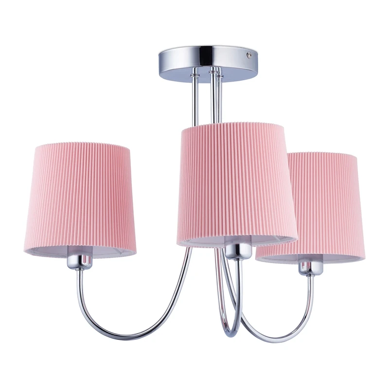 Relaxdays Ceiling Lamp, Vintage Lighting, H x W x D: 35 x 40.5 x 35.5 cm, E14 Socket, Metal, Fabric, Pink, Cotton