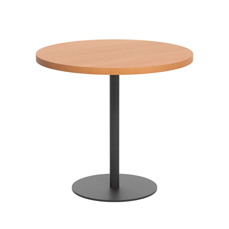 Office Hippo Circular Office Table, Sturdy & Robust Mid-Height Table Desk, Circular Work Table For Home Office, Versatile Desk Table For Canteen, Reception Area, 5 Year Guarantee - Beech / Black