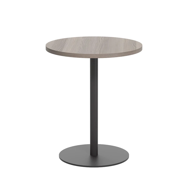 Office Hippo Circular Office Table, Sturdy & Robust Mid-Height Table Desk, Circular Work Table For Home Office, Versatile Desk Table For Canteen, Reception Area, 5 Year Guarantee - Grey Oak / Black