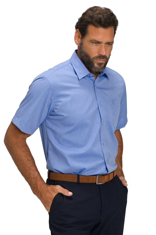 JP 1880 Men's Hemd, bügelfrei Shirt 1/2, Hellblau,