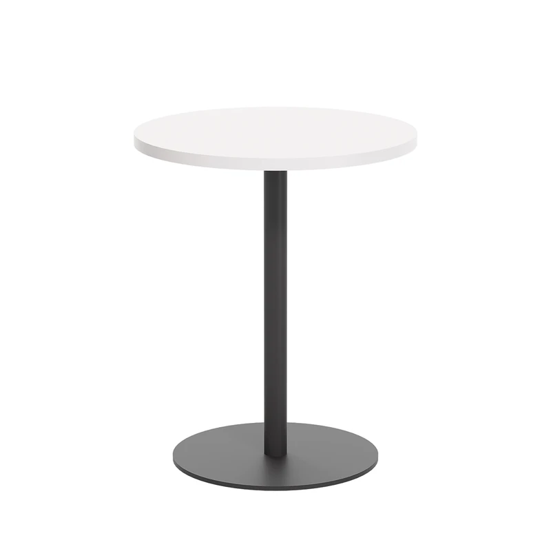 Office Hippo Circular Office Table, Sturdy & Robust Mid-Height Table Desk, Circular Work Table For Home Office, Versatile Desk Table For Canteen, Reception Area, 5 Year Guarantee - White / Black